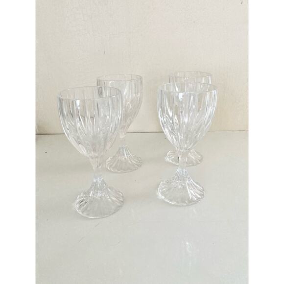 Vintage Mikasa Solid Crystal Wine Glass Ribbed Lot of 4 Clear Cut Goblets - Picture 3 of 6